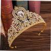 DOITOOL 1pc Style Rhinestone Inlaid Large Crown for Women Elegant Golden Hair Accessory for Brides Bridesmaids and Special Occasions Luxurious Design Workmanship view 3