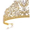 DOITOOL 1pc Style Rhinestone Inlaid Large Crown for Women Elegant Golden Hair Accessory for Brides Bridesmaids and Special Occasions Luxurious Design Workmanship view 4