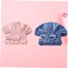 Angoily Sets Thick Coral Fleece Hair Drying Cap Shower Cap Fast Dry Microfiber Turban Bow for Bath Beauty Routine Pcs view 2
