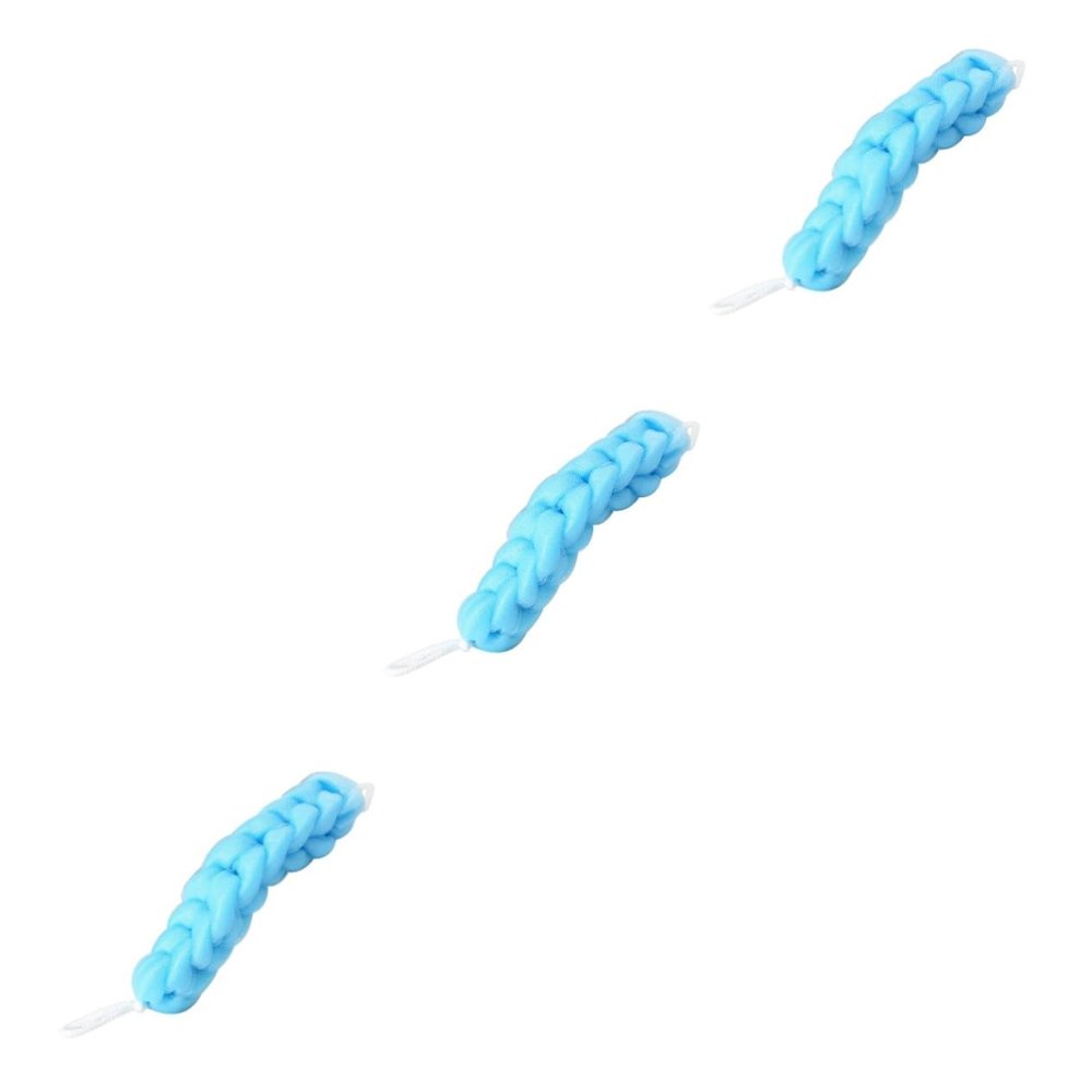 Ipetboom 3pcs Bath Towel Body Scrubber Exfoliator Hand-held Plastic Weave Bath Strip Comfortable