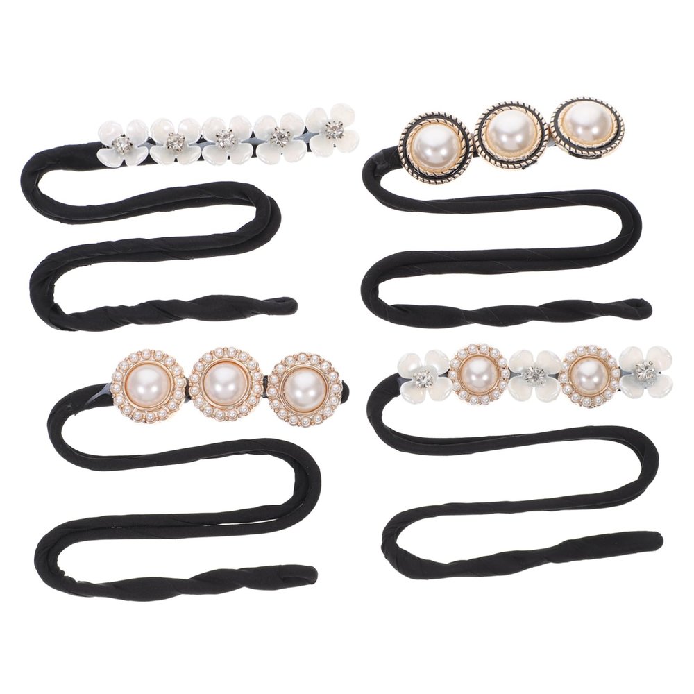 Angoily 4pcs Pearls for Hair Bun Shaper Flower Hair Bun Curler Twisted Maker Making Tool