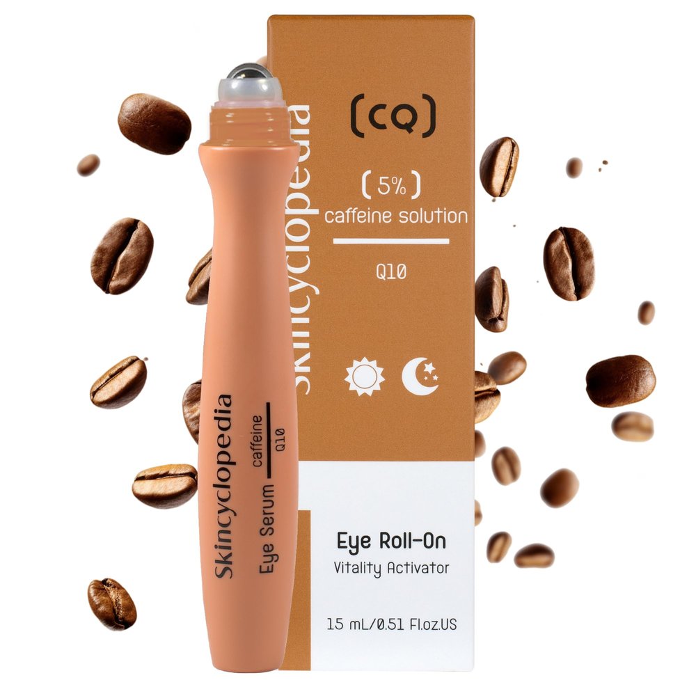 Skincyclopedia Under Eye Roll-On with Caffeine & Q10, Cooling Roller, Energizing Serum for Dark Circles & Under Eye Dark Spots, Puffiness Bags, Fine Lines & Wrinkles, Deep Hydration Activator.