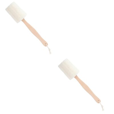 Housoutil 2pcs Long Handle Exfoliating Loofah Bath Brush for Shower Dry Brush Sponge