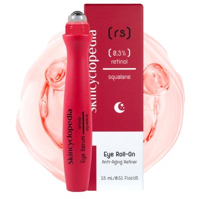 Skincyclopedia Under Eye Roll-On with Retinol & Squalane, Cooling Roller, Energizing Serum for Dark Circles, Puffiness Bags, Fine Lines & Wrinkles, Firms & Brightens Skin.