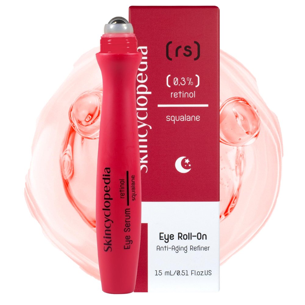 Skincyclopedia Under Eye Roll-On with Retinol & Squalane, Cooling Roller, Energizing Serum for Dark Circles, Puffiness Bags, Fine Lines & Wrinkles, Firms & Brightens Skin.