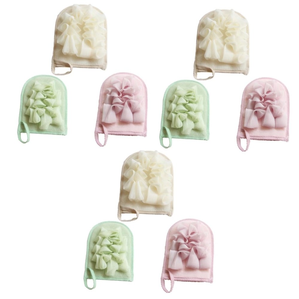 Angoily 3pcs Soft Bath Sponge Pads Exfoliating Washcloth Shower Pouf Scrubber for Body Cleaning Gentle Back Scrubbing Mesh Pouf Random Color