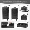 Somduy 4 in 1 Rolling Makeup Case on Wheels with Drawer and Professional Cosmetic Organizers for Salon Barber - Bright Black view 3