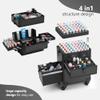 Somduy 4 in 1 Rolling Makeup Case on Wheels with Drawer and Professional Cosmetic Organizers for Salon Barber - Bright Black view 4