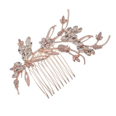 Angoily Elegant Rose Gold Hair Comb with Crystal Design Durable Hair Clip Accessory for Weddings Dances and Special Occasions Women of All Ages