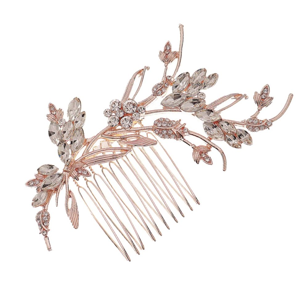 Angoily Elegant Rose Gold Hair Comb with Crystal Design Durable Hair Clip Accessory for Weddings Dances and Special Occasions Women of All Ages