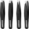 Amorux 4Pcs Eyebrow Tweezers Set For Women Facial Hair Professional hair removal Stainless Steel Tweezers for Ingrown Facial Hair, Splinters (Tweezers Set) view 1