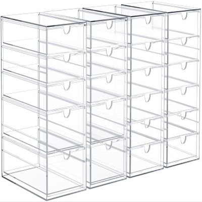 Sorbus Makeup Organizer With 22 Drawers, Acrylic Drawer Organizer for Makeup, Office Organization and Storage, Art Supplies, Jewelry, Stationary - 4 Pcs Clear Stackable Storage Bins Organizer Drawers