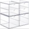 Sorbus Makeup Organizer With 6 Drawers, Acrylic Drawer Organizer for Makeup, Office Organization and Storage, Art Supplies, Jewelry, Stationary - 4 Pcs Clear Stackable Storage Bins Organizer Drawers view 1