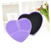 Ipetboom 3pcs Ergonomic Sponge Makeup Brush Cleaning Box Heart Shaped Dry Wet Dual Use Quick Clean Beauty Case Purple view 3