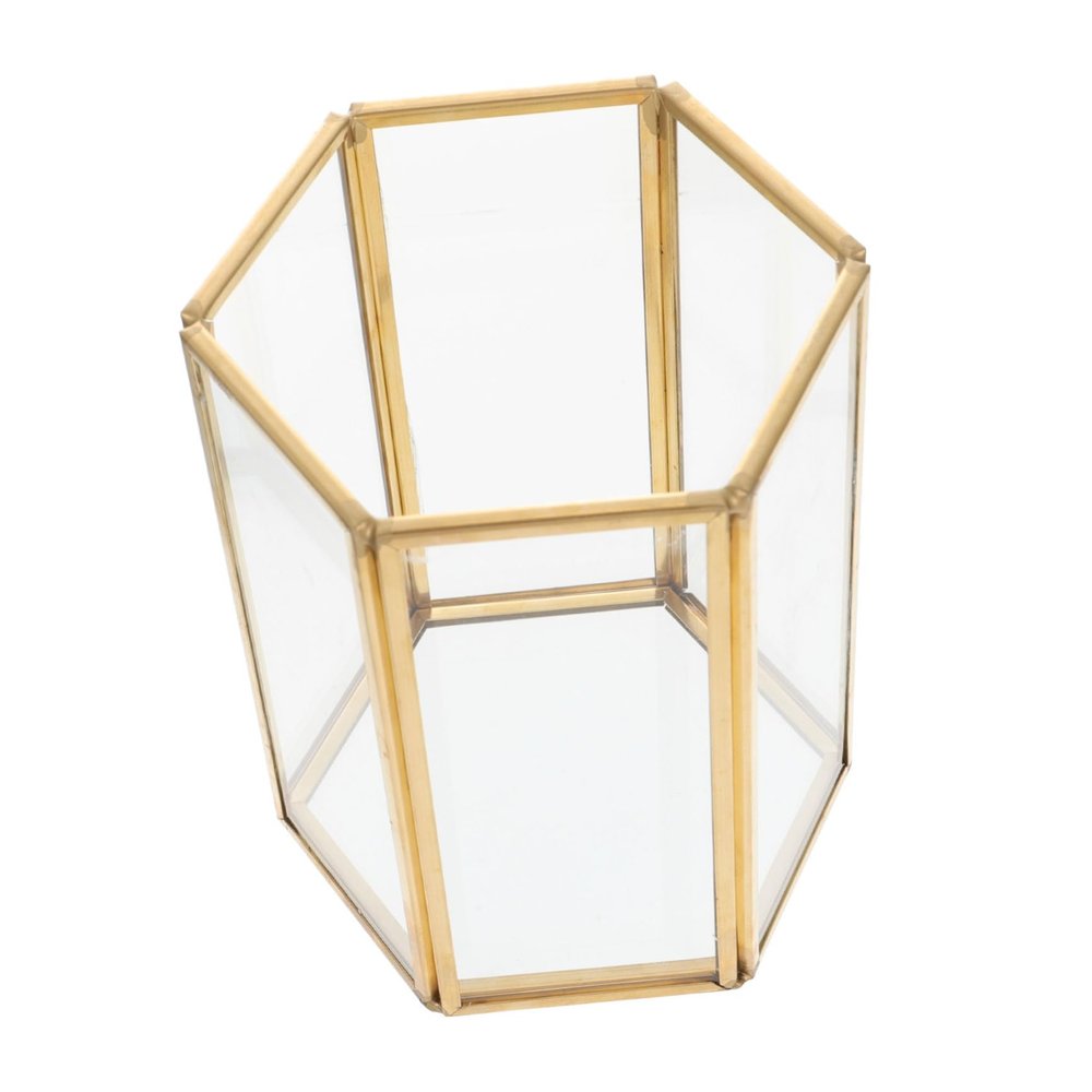 balacoo Elegant Glass Makeup Brush Storage Box Makeup Organizer for Vanity Brush Holder Cup for Desk