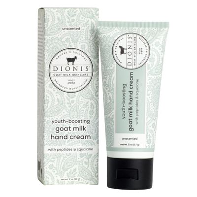 Dionis Goat Milk Unscented Youth Boosting Hand Cream with Peptides and Squalane 2oz (Pack of 1)