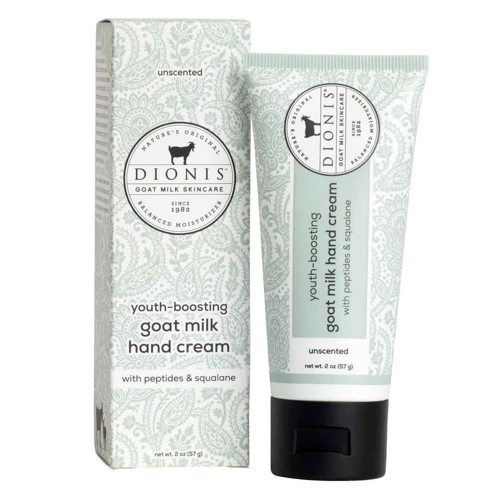 Dionis Goat Milk Unscented Youth Boosting Hand Cream with Peptides and Squalane 2oz (Pack of 1)