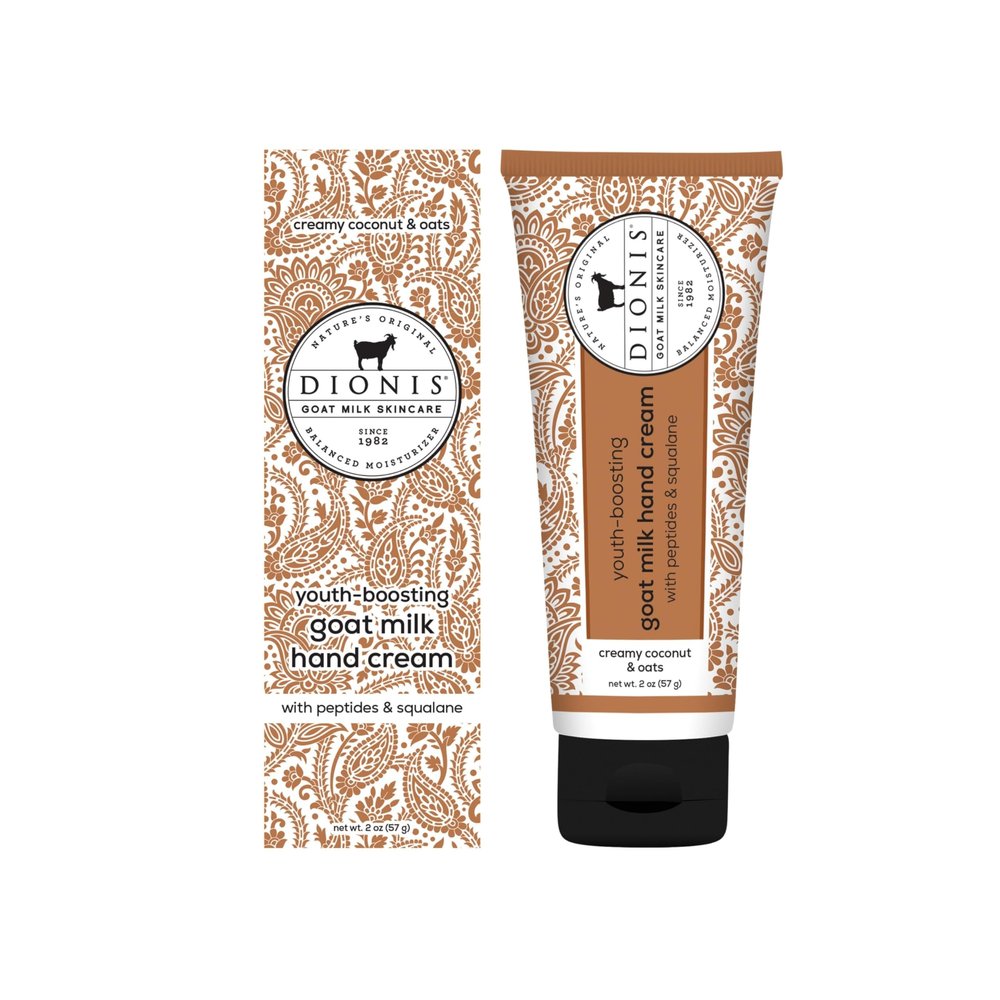 Dionis Youth Boosting Goat Milk Hand Cream 2oz, With Peptides and Squalane For More Vibrant and Healthy Skin, Coconut & Oats