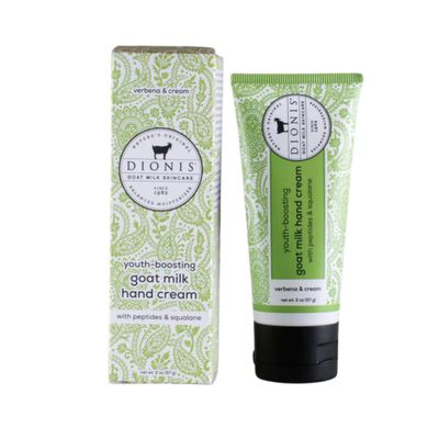 Dionis Youth Boosting Goat Milk Hand Cream 2oz, With Peptides and Squalane For More Vibrant and Healthy Skin, Verbena & Cream
