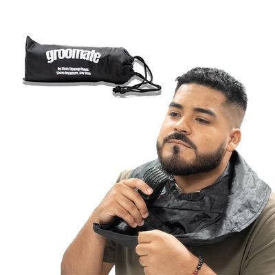GROOMATE Beard Apron Premium, Beard Trimmer Catcher, Portable Non-Stick, Waterproof Hair Catcher, Shaving Apron Grooming