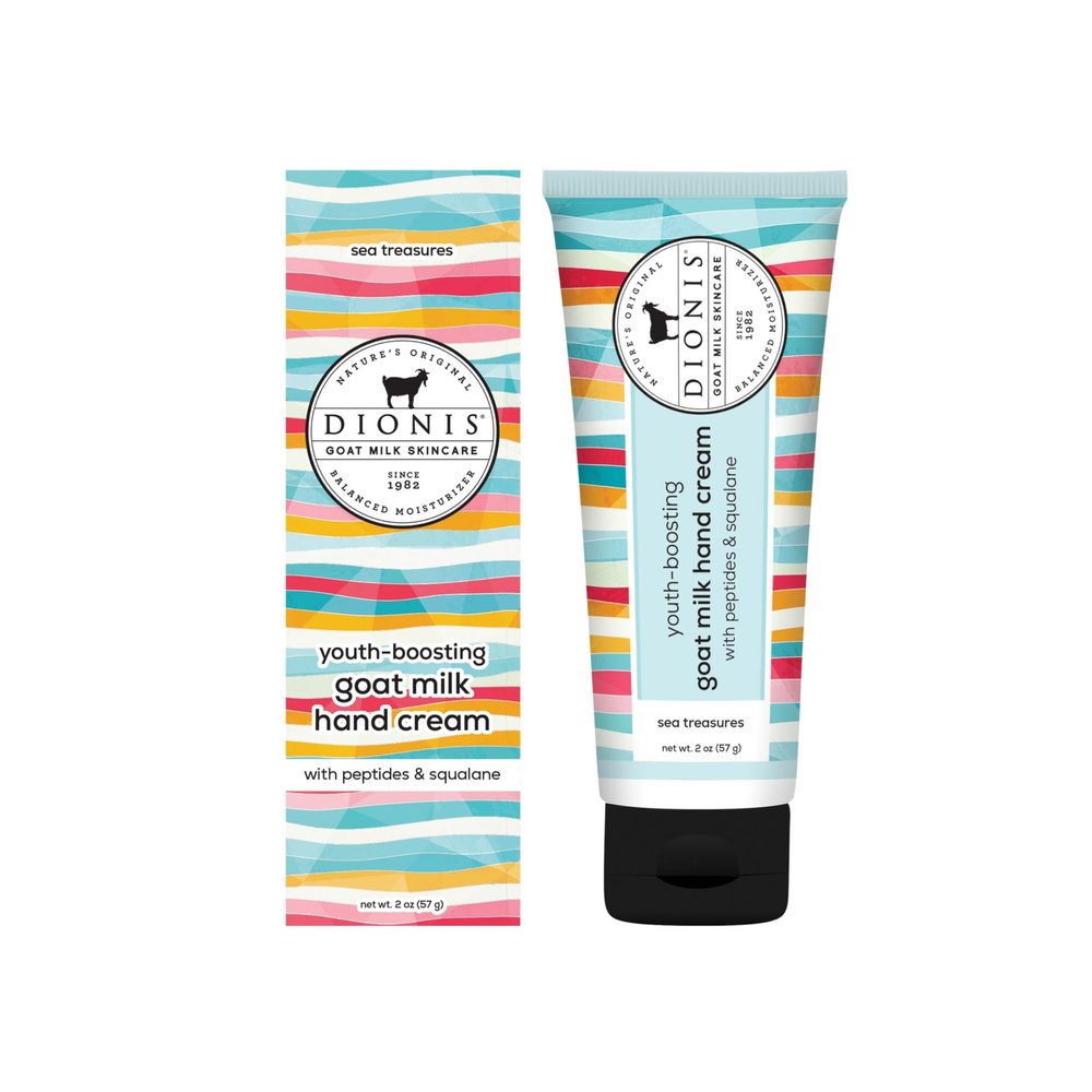 Dionis Sea Treasures Youth Boosting Goat Milk Hand Cream 2oz, With Peptides and Squalane For More Vibrant and Healthy Skin, Sea Treasures