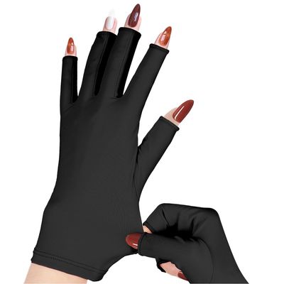 chemotex UV Nail Gloves, Professional UPF50+ Protection UV Gloves for Gel Manicures (Black)