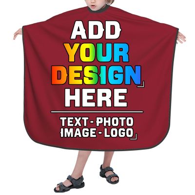 Twkzynj Custom Haircut Cape, Personalized Salon Cutting Hair Gown By Add Your Photo Text, Hair Stylist Cutting Barber Hairdressing Dye Apron for Boy Girl, Dark Red