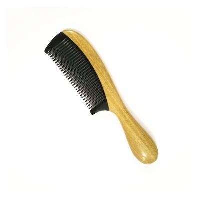 18cm Wide Tooth Comb and Fine Tooth Combs Sandalwood Buffalo Ox Horn Wooden Hair Comb Wooden Hair Combs (Color : Fine Teeth)