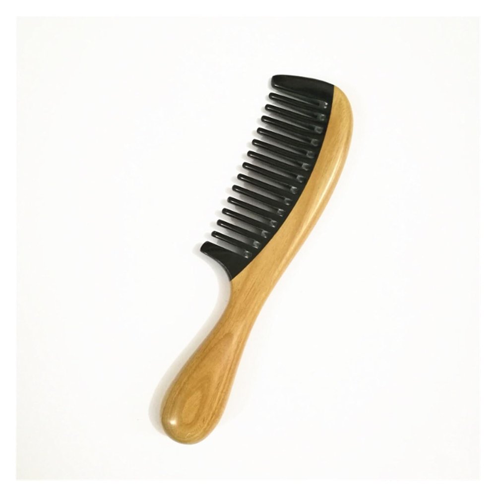 18cm Wide Tooth Comb and Fine Tooth Combs Sandalwood Buffalo Ox Horn Wooden Hair Comb Wooden Hair Combs (Color : Wide Teeth)