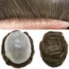 LYRICAL HAIR Toupee for Men Hair System Replacement Mens Toupee Hairpiece 0.04mm Thin Skin Mens Wig All V-Looped PU Hair Unit for Men 8"X10" #410 Medium Brown+10% Gray-100% Light to Med-light Density view 1