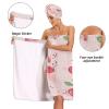 Bulletgxll Cherries and Rainbows Women's Shower Wrap Towel Set of 3 Adjustable Spa Body Wrap Super Absorbent Bathrobe with Hair Towel & Headband view 4