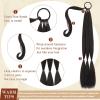 Sofeiyan Long Braid Ponytail Extension with Hair Tie Straight Sleek Wrap Around Hair Extensions Braid Pony Tail Fluffy Natural Soft Synthetic Hairpieces for Women Daily Wear, 26 inch-Black Brown view 2