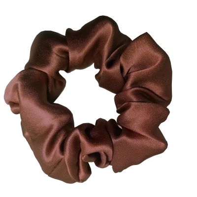 100% Pure Mulberry Silk Scrunchies - 16 Momme Hair Ties for Women, Girls with Curly, Thick or Thin Hair for Sleep (1, 02 Brown)