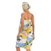 Bulletgxll Cartoon Dog Women's Shower Wrap Towel Set of 3 Adjustable Spa Body Wrap Super Absorbent Bathrobe with Hair Towel & Headband view 2
