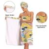 Bulletgxll Cartoon Dog Women's Shower Wrap Towel Set of 3 Adjustable Spa Body Wrap Super Absorbent Bathrobe with Hair Towel & Headband view 4