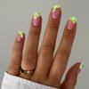 24Pcs St Patrick's Day Press on Nails Short Shape French Tip Fake Nails Green Four-leaf Clover Design, Square False Nails Shamrock Acrylic Artificial Nails Stick on Nails for Women Nail Art Decoration view 1