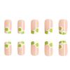 24Pcs St Patrick's Day Press on Nails Short Shape French Tip Fake Nails Green Four-leaf Clover Design, Square False Nails Shamrock Acrylic Artificial Nails Stick on Nails for Women Nail Art Decoration view 3