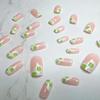 24Pcs St Patrick's Day Press on Nails Short Shape French Tip Fake Nails Green Four-leaf Clover Design, Square False Nails Shamrock Acrylic Artificial Nails Stick on Nails for Women Nail Art Decoration view 4