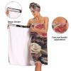 Bulletgxll Flowers and Tower Women's Shower Wrap Towel Set of 3 Adjustable Spa Body Wrap Super Absorbent Bathrobe with Hair Towel & Headband view 4
