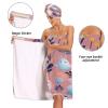 Bulletgxll Easter Rabbit and Chicks Women's Shower Wrap Towel Set of 3 Adjustable Spa Body Wrap Super Absorbent Bathrobe with Hair Towel & Headband view 4