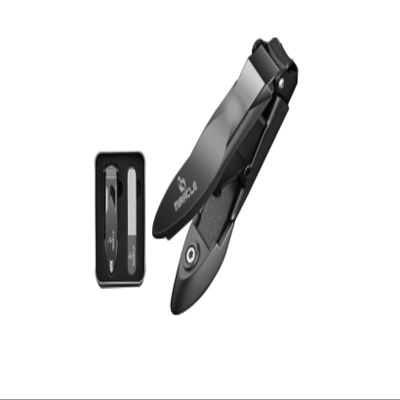 Heavy-Duty Nail Clippers for Men with Catcher  Ultra Sharp Stainless Steel Toenail & Fingernail Cutter, No-Mess Self-Collecting Clipper with Metal Case & Nail File by MIRACLE