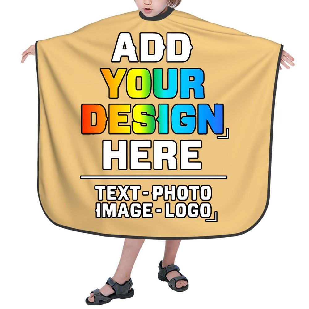 Twkzynj Custom Barber Apron For Adult & Kids, Barber's Apron Add Your Logo Photo & Text For Home & Barbershop Use, Beige