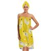 Bulletgxll Cute Banana Women's Shower Wrap Towel Set of 3 Adjustable Spa Body Wrap Super Absorbent Bathrobe with Hair Towel & Headband view 1