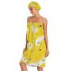Bulletgxll Cute Banana Women's Shower Wrap Towel Set of 3 Adjustable Spa Body Wrap Super Absorbent Bathrobe with Hair Towel & Headband view 3