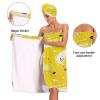 Bulletgxll Cute Banana Women's Shower Wrap Towel Set of 3 Adjustable Spa Body Wrap Super Absorbent Bathrobe with Hair Towel & Headband view 4