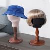 UnPinnable Canvas Mannequin Head Wig Head Stand Mannequin Head Hat Display Wig Head Hat Racks Standing Wig Holder Fabric Mannequin Head Stand for Wigs, Hats, Caps, Headdress, Canvas Dome+Wood Base view 4