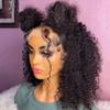 13x6 Curly HD Transparent Lace Front Human Hair Wig 180% Density Natural Color Brazilian Remy Hair Deep Part Invisible Lace Glueless Wigs Pre Plucked with Baby Hair Natural Hairline 24inch view 1