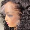 13x6 Curly HD Transparent Lace Front Human Hair Wig 180% Density Natural Color Brazilian Remy Hair Deep Part Invisible Lace Glueless Wigs Pre Plucked with Baby Hair Natural Hairline 24inch view 4