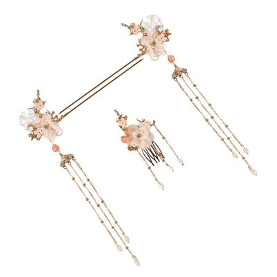 Angoily 3pcs Chinese Hair Stick Fork and Hair Comb Set Hanfu Headdress for Women Wedding Party Cosplay Photo Accessories