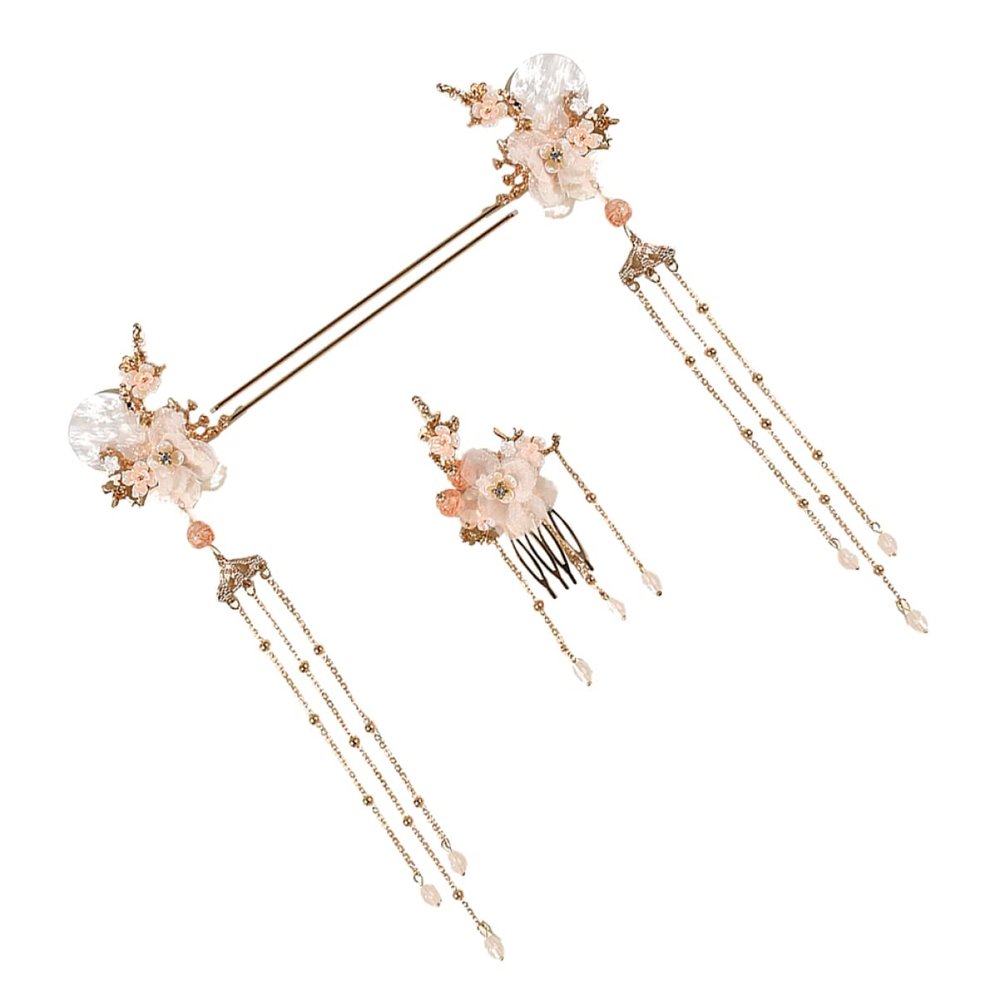 Angoily 3pcs Chinese Hair Stick Fork and Hair Comb Set Hanfu Headdress for Women Wedding Party Cosplay Photo Accessories